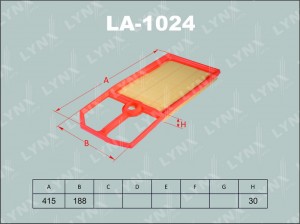 фильтр воздушный!\ VW Bora/Golf/Polo 1.4/1.6 96> LA-1024 LYNXAUTO