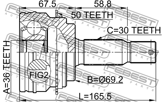 ШРУС 0410-V97A50 0410-V97A50 FEBEST