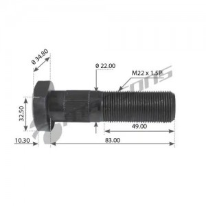 Шпилька колеса (М22х1,5 L=83, l=50 d=22.3)  10шт 600.077 MANSONS