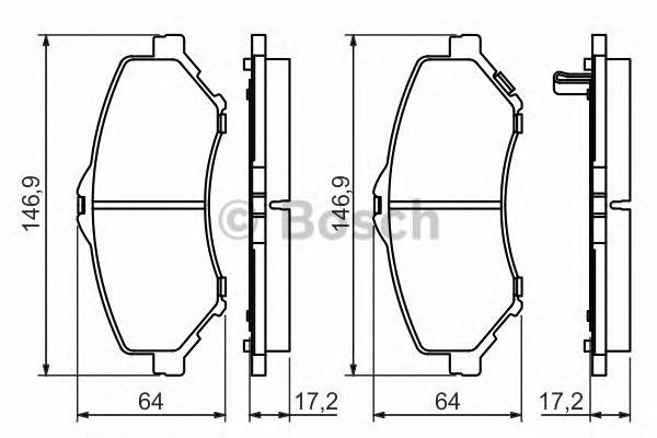Колодки тормозные DODGE Grand Caravan (09-) передние (4шт.) BOSCH 0 986 494 493 BOSCH