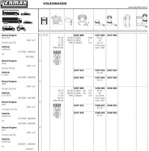 поршень! d81x2.5x2x3 STD (3-5 цил.)\ VW LT35/LT46/TR 2.5TDi 96> 1101298000 YENMAK