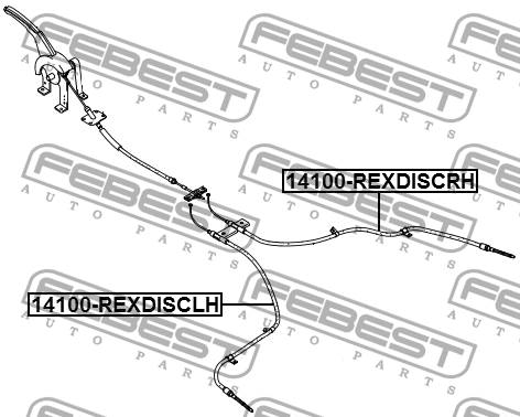 Трос ручного тормоза левый 14100-REXDISCLH 14100-REXDISCLH FEBEST