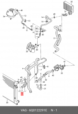 Фланец VW Golf (04-) AUDI A3 (04-) SKODA Fabia,Octavia (05-) системы охлаждения  6Q0 122 291 E VAG