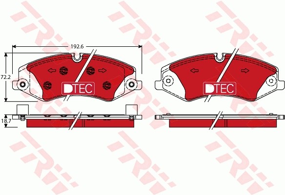 Колодки передние Land Rover DISCOVERY IV, RANGE ROVER III, SPORT GDB1898DTE GDB1898DTE TRW