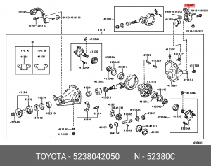 сайлентблок заднего дифференциала!\ Toyota Rav4 Aca2 00-05 52380-42050 TOYOTA