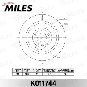 Диск тормозной задний D303мм. FORD EXPLORER 11/2013- K011744 K011744 MILES