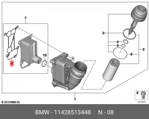 Прокладка теплообменника масл фильтра : N57 BMW 11 42 8 513 448 11 42 8 513 448 BMW