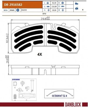 колодки тормозные! WVA29165 c р/к\ BPW DB2916582 DANBLOCK