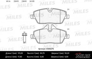 Колодки тормозные передние (Смесь CERAMIC серия PRO) BMW E81/E87/MINI COOPER 04- E500275 MILES