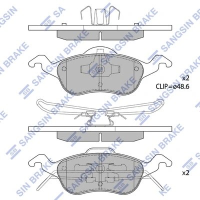 Колодки тормозные FORD Focus 1 (98-04) передние (4шт.) SANGSIN SP1259 SANGSIN
