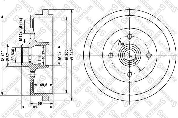 барабан тормозной!\ VW Golf 1.4-1.9TDi 91-97, Chery 6025-4709-SX STELLOX