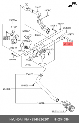 Шланг HYUNDAI Sonata (17-19) системы охлаждения OE 254682G201 HYUNDAI KIA