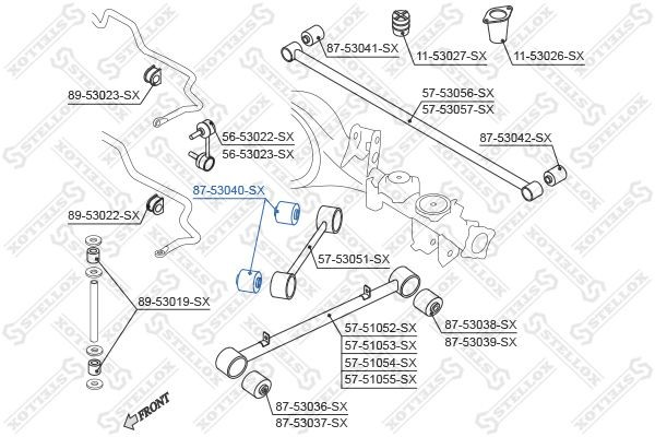 сайлентблок зад. продол. рычага верхн.!\ KIA Sorento 02> 87-53040-SX STELLOX