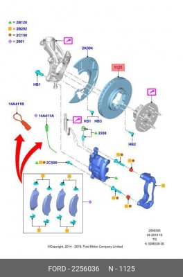 диск тормозной передний!\ Ford Transit 14> / Tourneo Custom 12> 2256036 FORD