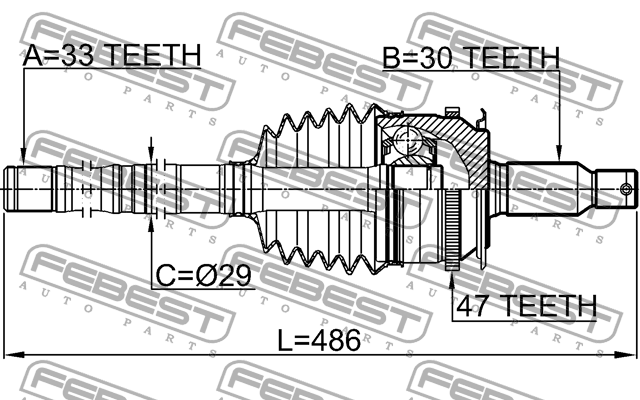 ШРУС 0414-KB4A47L 0414-KB4A47L FEBEST