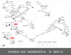 Барабан тормозной KIA Bongo 3 (06-) (2WD) задний (1шт.) OE 0K60B26251A HYUNDAI KIA