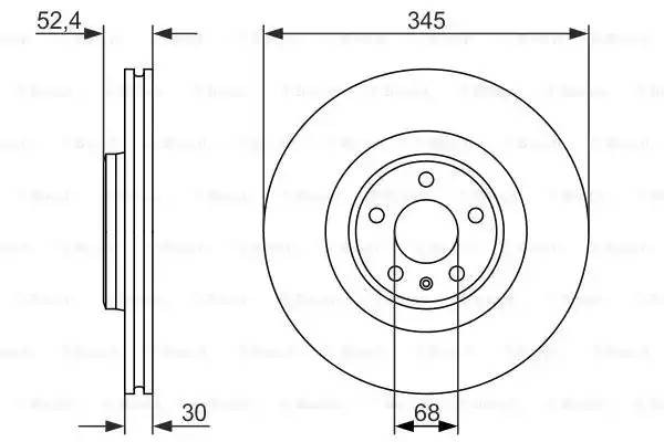 Диск тормозной AUDI A6,A7 (11-),S4,S5,SQ5 передний (345х30) (1шт.) BOSCH 0 986 479 747 BOSCH