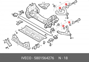 сайлентблок рычага подвески!(мр) 29x52x44 6x\Iveco Daily 30.8-59.12 5801564276 IVECO