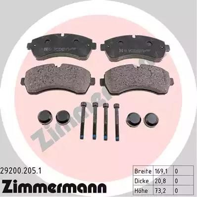 Комплект тормозных колодок, дисковый тормоз 29200.205.1 29200.205.1 ZIMMERMANN
