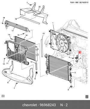 Кронштейн OPEL Mokka крепления радиатора верхний OE 96968243 GENERAL MOTORS