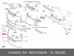 спойлер бампера переднего!\ Hyundai Santa Fe 12> 865122WAA0 HYUNDAI