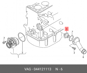термостат!\ VW Passat 1.6/1.9TD/2.3 86-00, Audi 80/A4/A6 1.9TD 96> 044 121 113 VAG