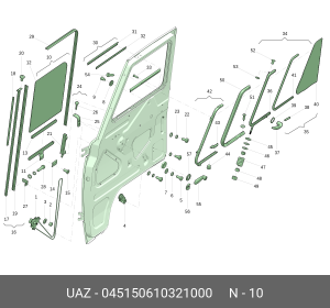Стекло опускное УАЗ-452 переднее правое (ОАО УАЗ) 045150610321000 UAZ UAZ