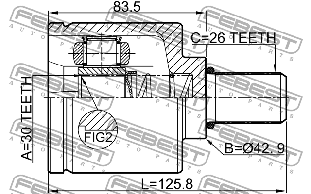 ШРУС внутренний левый к-кт!30X42.9X26\ Renault Logan 1.6 05-13 0211-G15RAATLH FEBEST