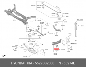 Сайлентблок HYUNDAI Elantra (16-) рычага заднего продольного левого OE 55290G2000 HYUNDAI KIA