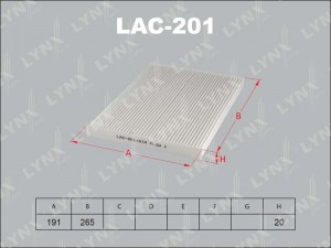Фильтр салонный подходит для NISSAN Qashqai 07/X-Trail II 07 LAC-201 LAC-201 LYNXAUTO