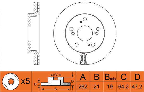 Диск тормозной HONDA Civic (01-10) передний (1шт.) NIBK RN1468 NIBK
