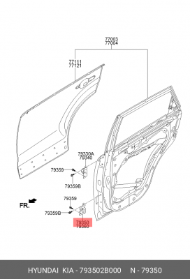 Петля HYUNDAI Santa Fe (12-) двери задней левой нижняя OE 793502B000 HYUNDAI KIA