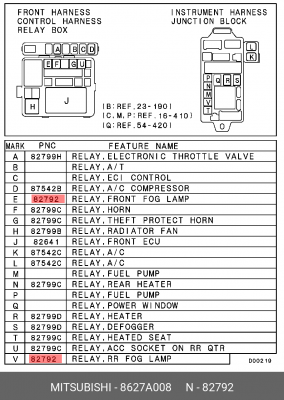 Реле MITSUBISHI Pajero (06-) противотуманных фар OE 8627A008 MITSUBISHI