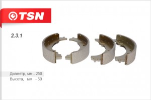 Колодки тормозные барабанные задние для а/м ВАЗ 2101 TSN 231 TSN