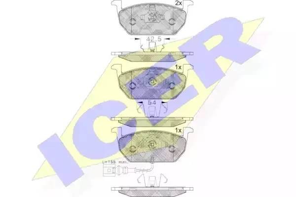 182189 колодки дисковые передние!\ Seat Leon, Skoda Octavia, VW Golf 1.2/1.6TSi/ 182189 ICER