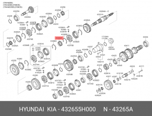Подшипник КПП HYUNDAI HD65,72,78,County дв.D4DD,D4DB КПП-M035S5 вторич.вала игол 432655H000 HYUNDAI KIA