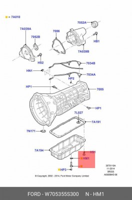 Кольцо уплотнительное W705355-S300 FORD