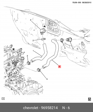Шланг CHEVROLET Aveo отопителя салона OE 96958214 GENERAL MOTORS