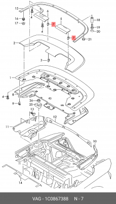 Зажим пружинный VW Jetta (10-) крепления накладки порога OE 1C0 867 388 VAG