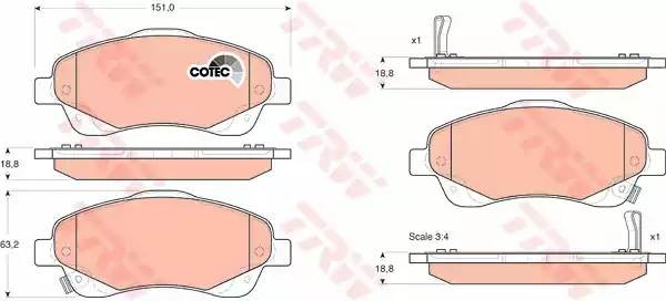 Колодки передние TOYOTA AVENSIS (T25) GDB3336 GDB3336 TRW
