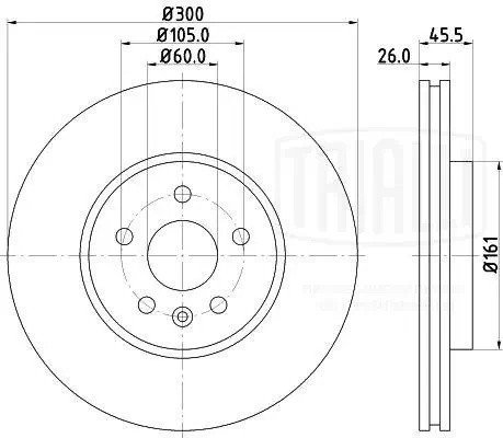 Диск торм. перед. Opel Mokka (12-) d300 (DF210207) DF 210207 TRIALLI