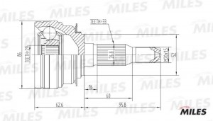 ШРУС наружный DAEWOO LANOS/ESPERO 1.5/2.0 95- (GKN 303174) GA20077 GA20077 MILES