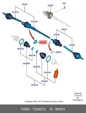 подшипник подвесной пер. прив.!\ Ford Duratec ST 2.5 1 524 072 FORD