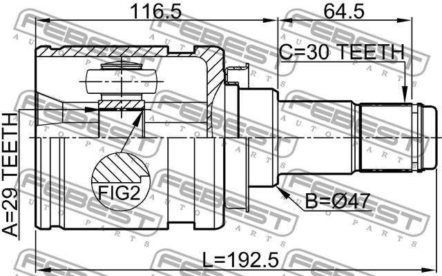 ШРУС внутренний TOYOTA HILUX 05-15 0111-KUN26 0111-KUN26 FEBEST