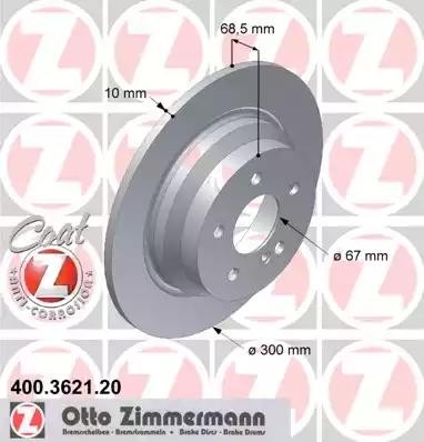 диск тормозной !задн. 300x10/68-5x112 \ MB W211 2.0-3.2CDi 03> 400.3621.20 ZIMMERMANN
