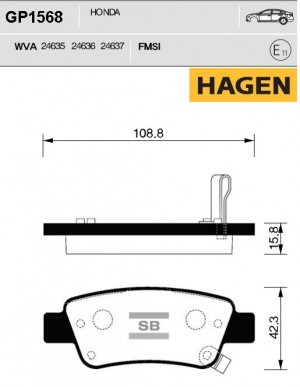 колодки дисковые задние! HAGEN\ Honda CR-V 2.0/2.4/2.2D 06> GP1568 HAGEN