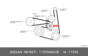 Натяжитель приводного ремня 11955-6N20B 11955-6N20B NISSAN