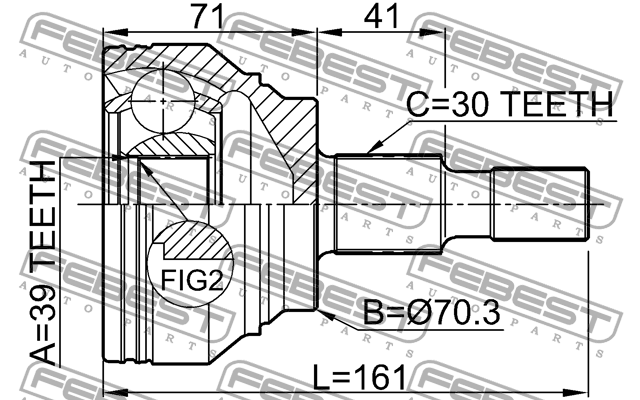 ШРУС внешний MERCEDES BENZ ML-CLASS 164 2004-2011 1610-164 1610-164 FEBEST