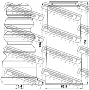 Пыльник заднего амортизатора с отбойником комплект VOLKSWAGEN PASSAT 2000-2009 V VWSHB-B5R-KIT FEBEST