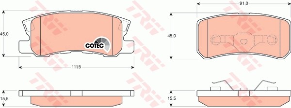 Колодки задние MITSUBISHI ASX, OUTLANDER II, PAJERO III-IV GDB3247 GDB3247 TRW